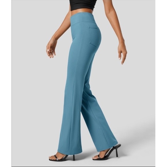 HALARA Pants - Halara NWT Flex High Waisted Back Pocket Slight Flare Work Pants Blue Medium